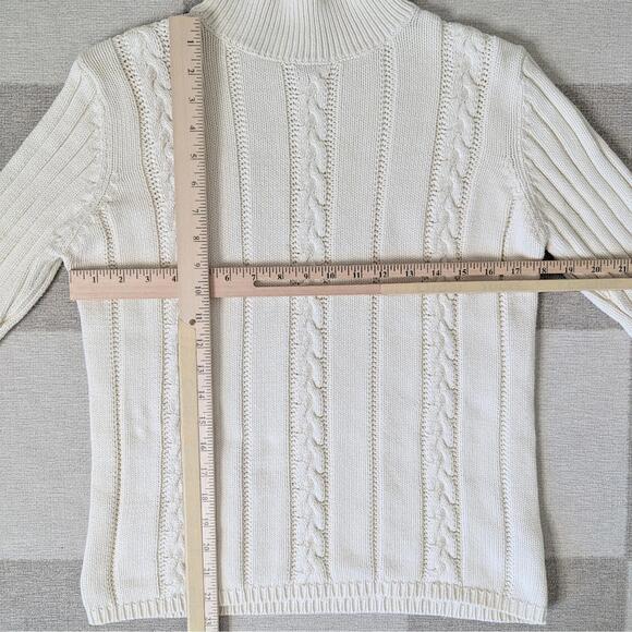 Vintage 90s YarnWorks 100% cotton chunky knit high neck sweater - Picture 5 of 6